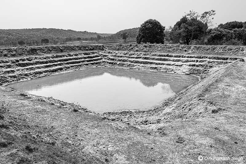 An irrigation pond created under a government-sponsored watershed project in Khunti district, Jharkhand, India